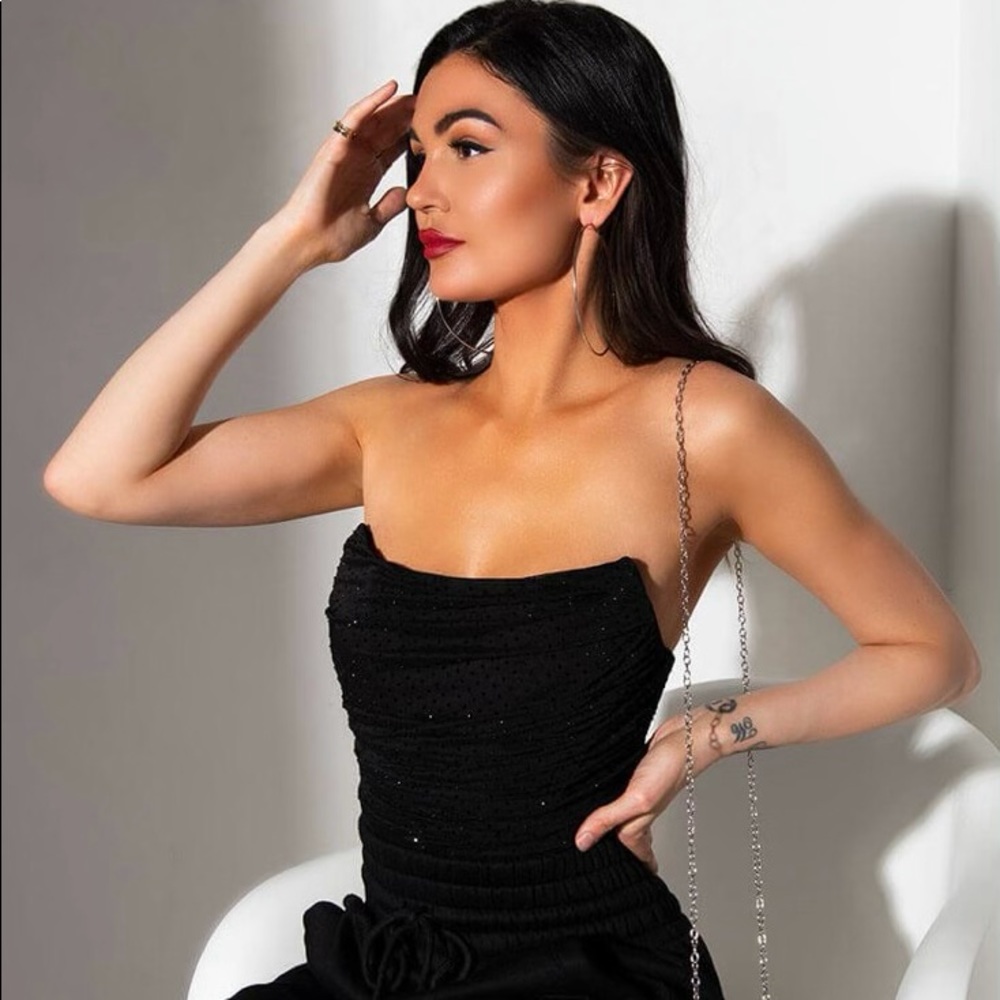 BRAND NEW Black rhinestone mesh corset